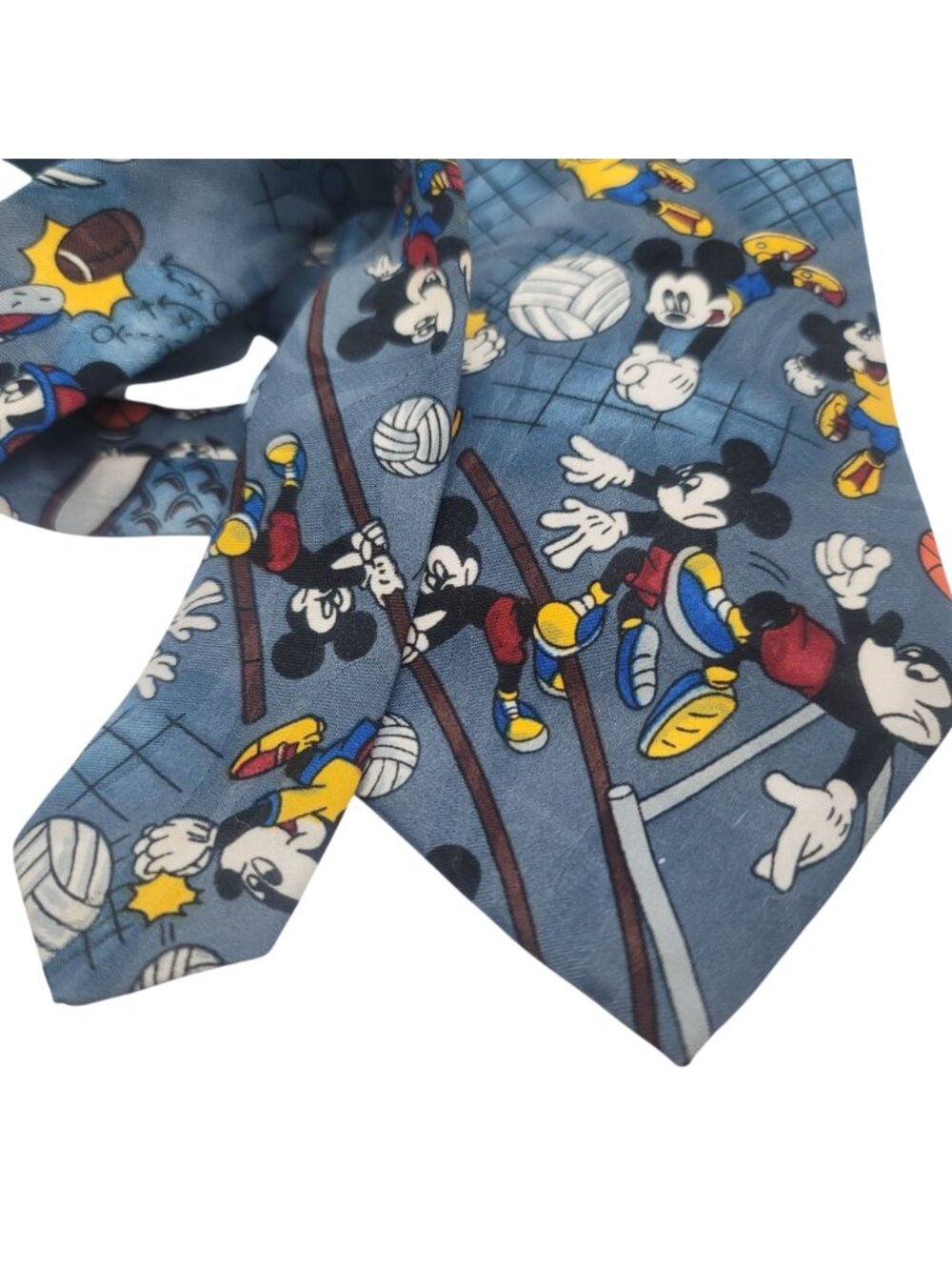 Disney Mickey Mouse sports ball Themed Tie By Balancine Inc Blue Polyester - Picture 2 of 6